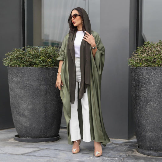 Elegant Green Open Front Abaya