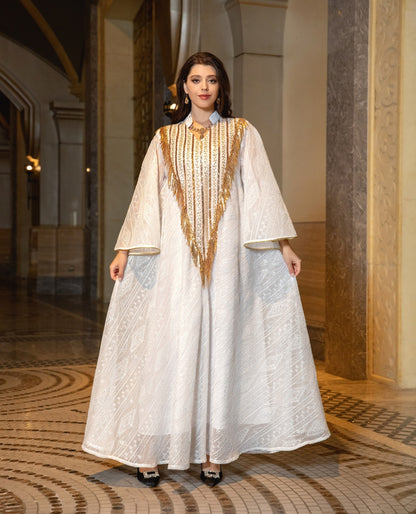 Holy Flared Sleeves Wide Dress - White