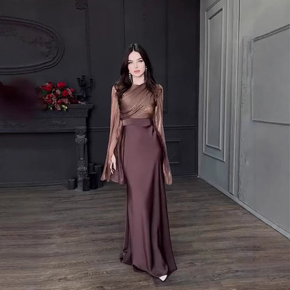 Women's Patchwork Satin Slim Dress