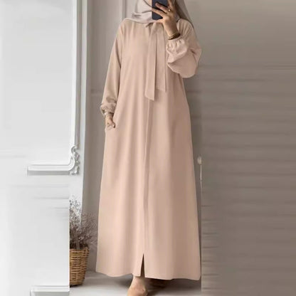 Women's Lapels Plain Loose Modest Robe