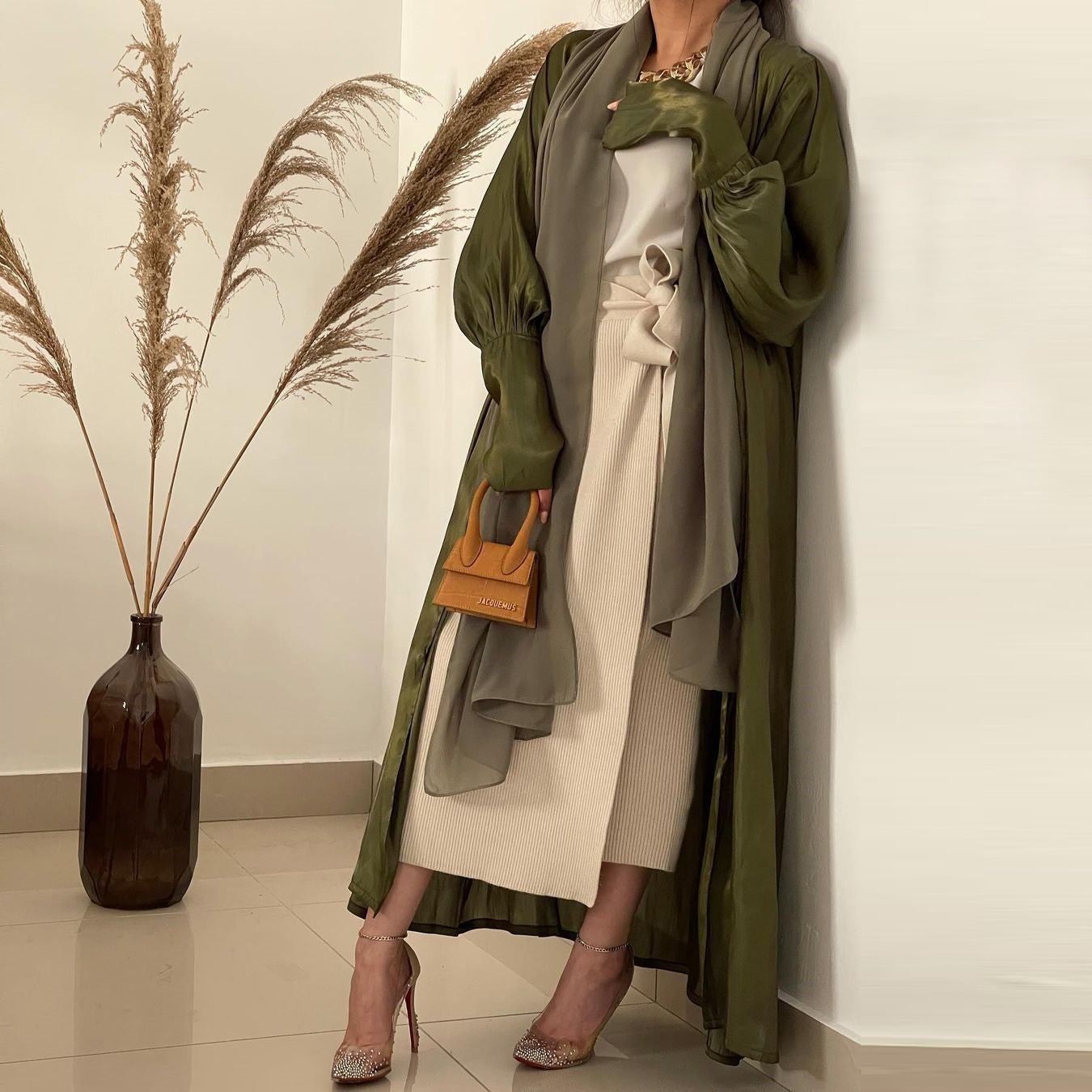 Fashionable Open Front Abaya Dress