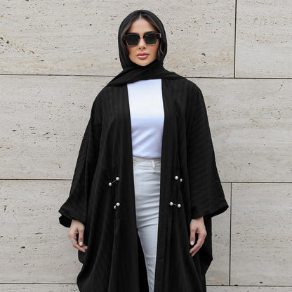 Sophisticated Black Open Abaya Robe