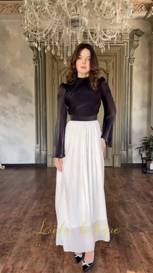 Women's Cinched Waist Patchwork Mercerized Dresses