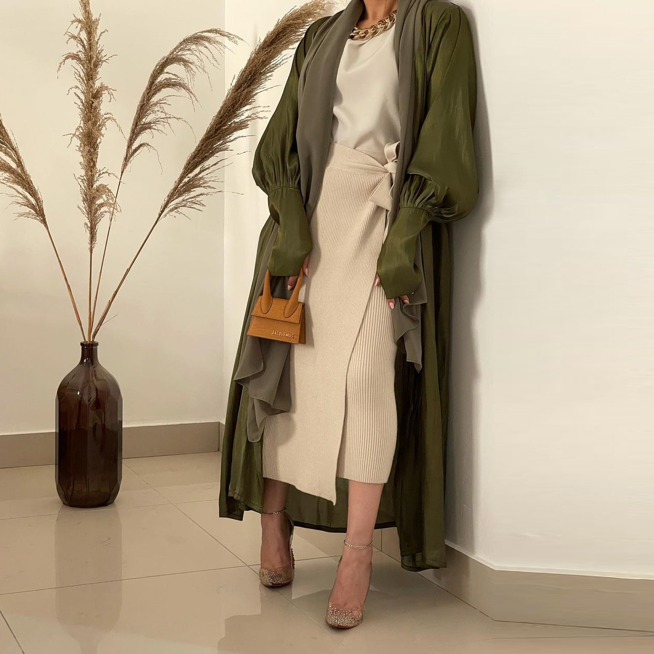 Fashionable Open Front Abaya Dress