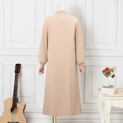 Women's Lapels Plain Loose Modest Robe