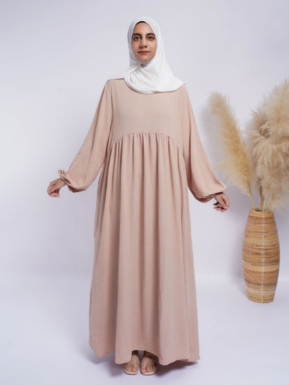 Waist Small Gathering Loose Solid Abaya