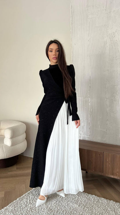 Women's Long-sleeved Panels Fake Two-piece Dresses