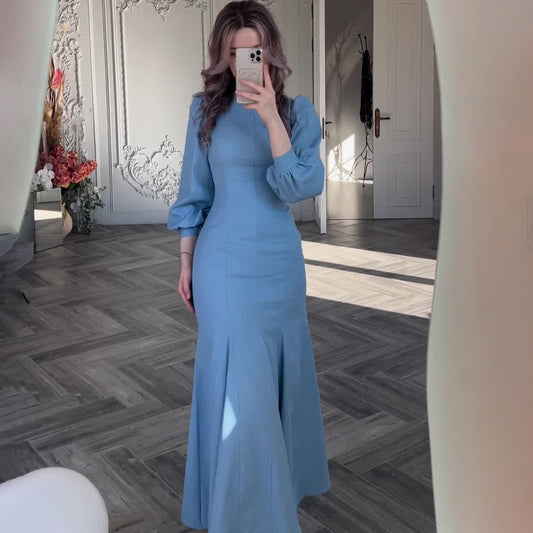 Women's Waist-cinching Long-sleeved Fishtail Dresses