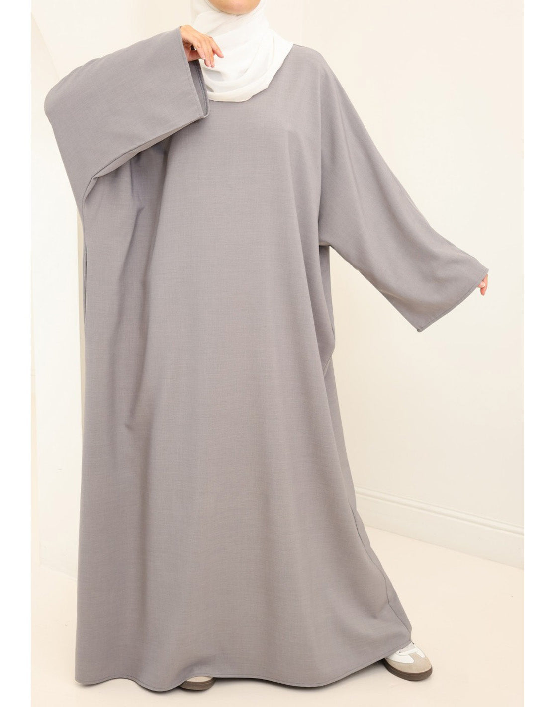 Ladies' Comfortable and Stylish Kaftan with Side Pockets-Grey