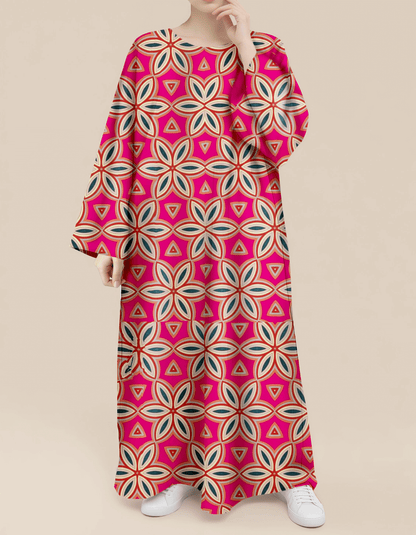 Plus Size Floral Nursing Kaftan in Geometry