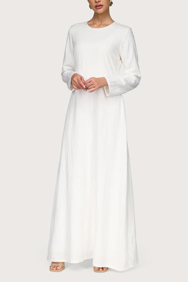 Linen Basic Maxi Dress - White