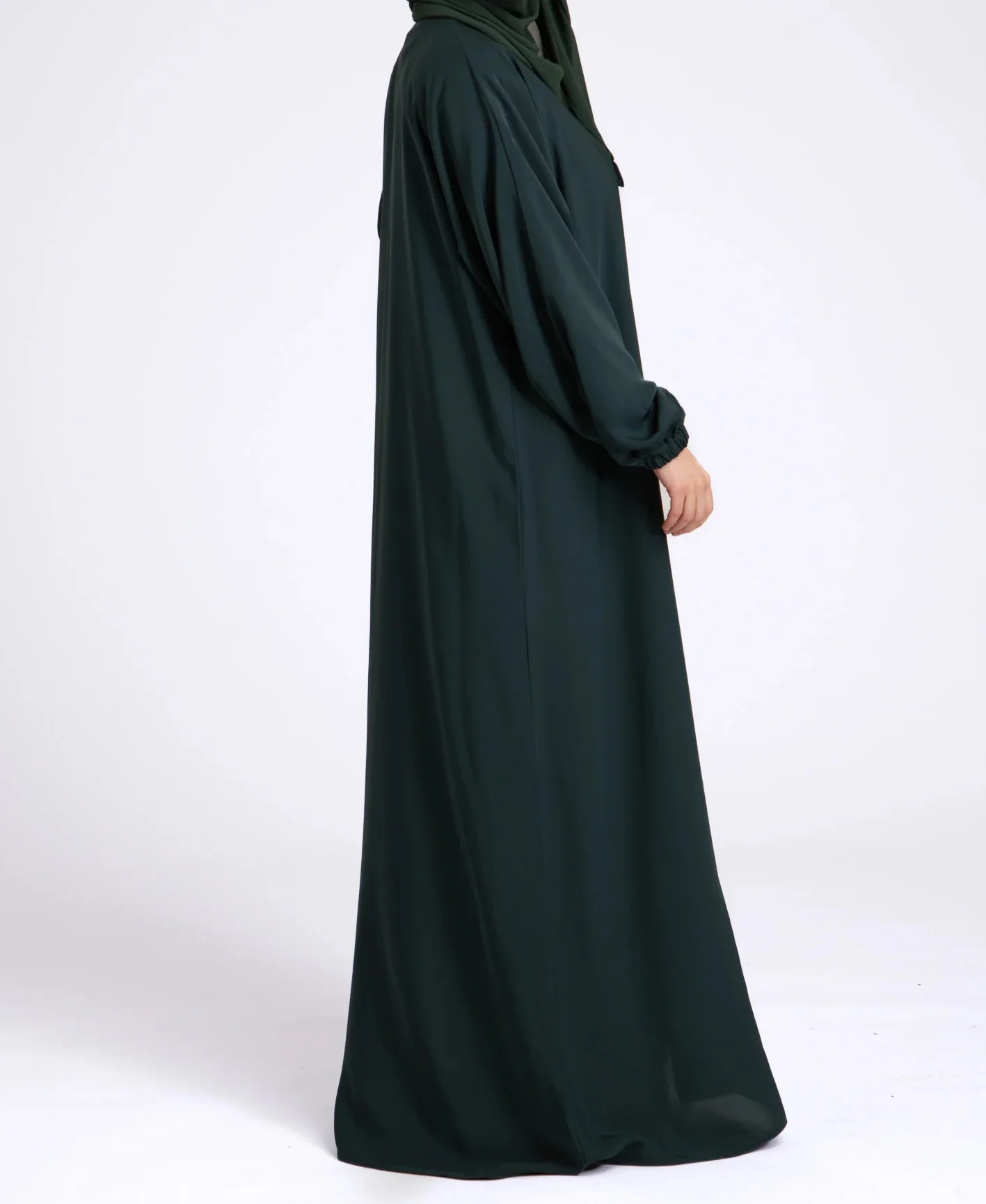 Classic Solid Open Abaya with Shrinking Cuffs