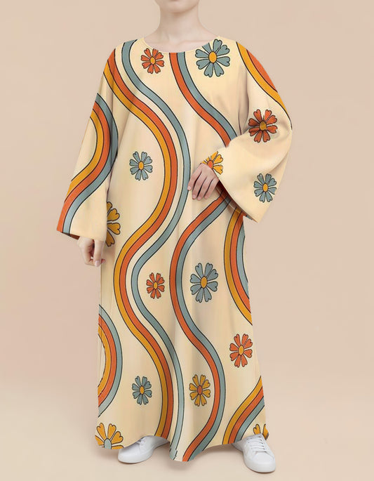 Plus Size Floral Nursing Kaftan in Retro Wave