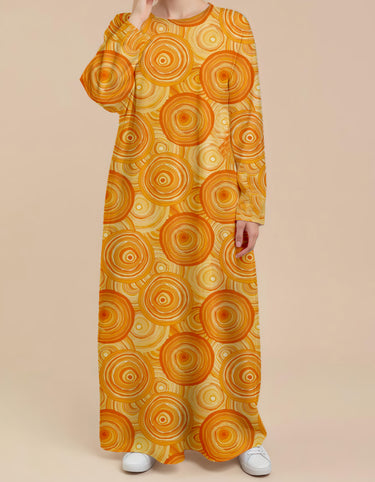 Plus Size Floral Nursing Kaftan in Orange Vortex