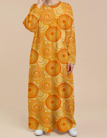 Plus Size Floral Nursing Kaftan in Orange Vortex