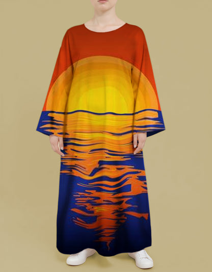 Plus Size Floral Nursing Kaftan in Sea Sunset
