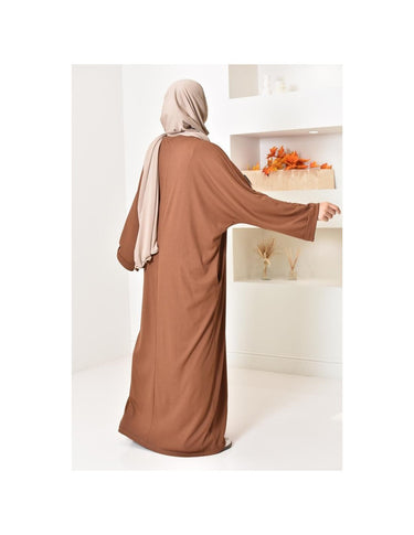 Ladies' Oversized Comfortable Rib-knit Long Dress-TerraCotta