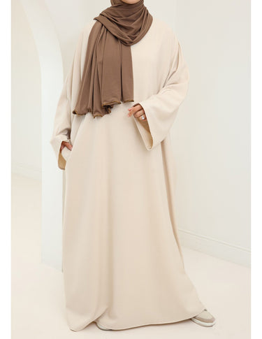 Ladies' Comfortable and Stylish Kaftan with Side Pockets-Beige