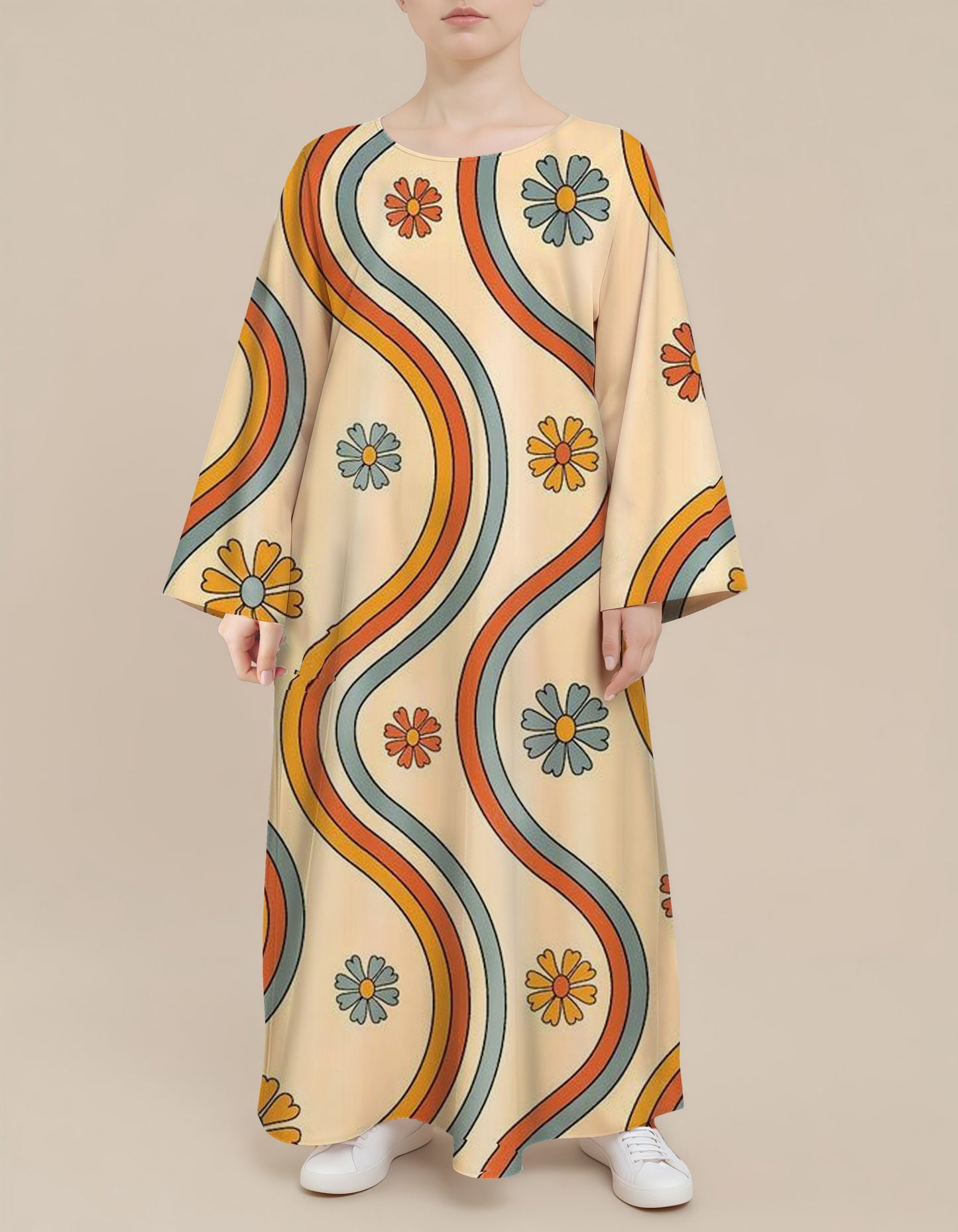 Plus Size Floral Nursing Kaftan in Retro Wave