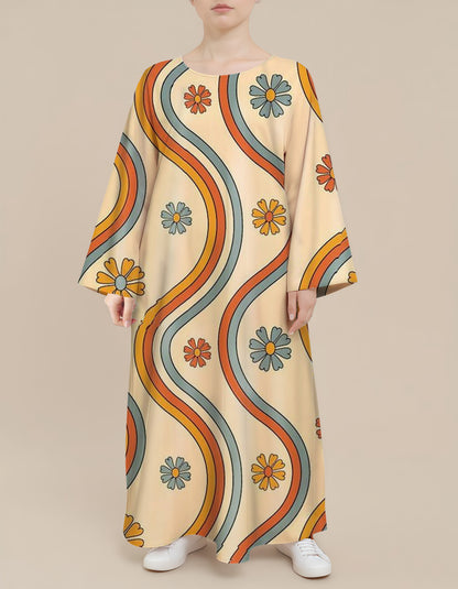 Plus Size Floral Nursing Kaftan in Retro Wave