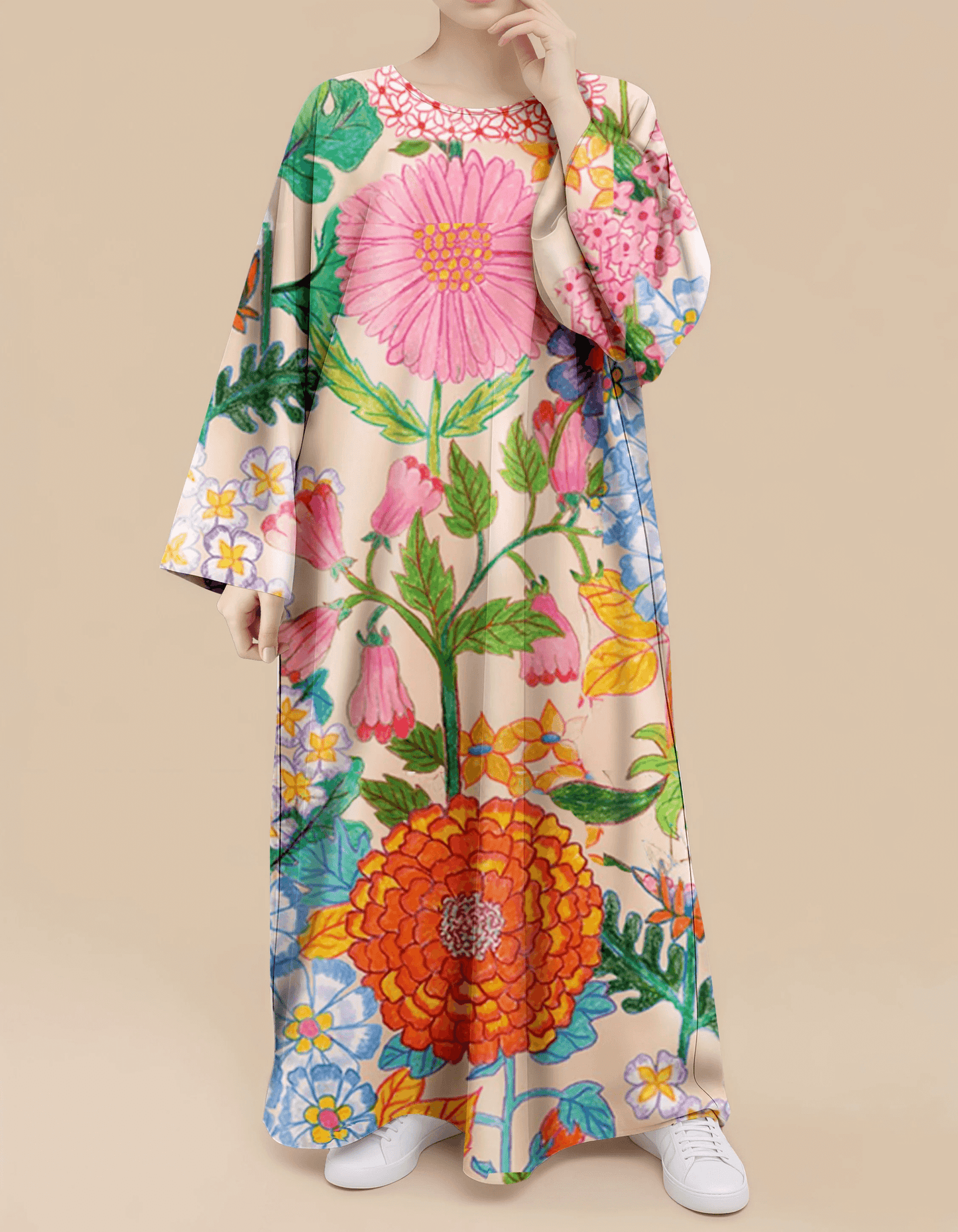 Plus Size Floral Nursing Kaftan in Garden