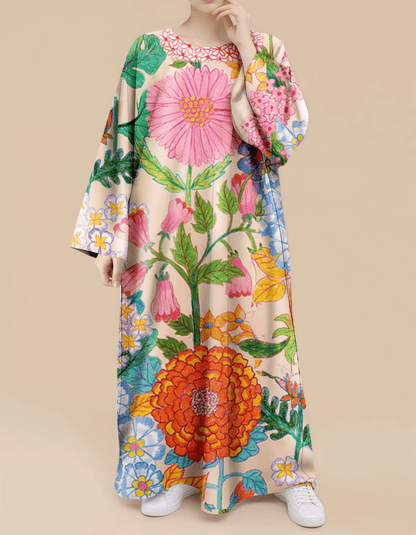 Plus Size Floral Nursing Kaftan in Garden