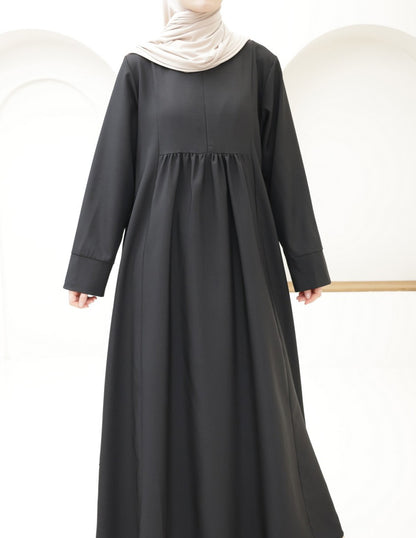 Ladies' Comfortable and Stylish Flared Skirt Front-zip Dress-Black