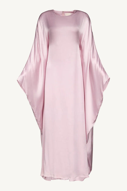 Satin Butterfly Maxi Dress-Pastel Pink