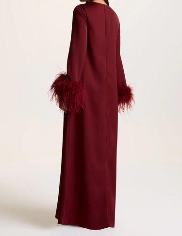 Feather Cuff A Line Maxi Abaya Dress