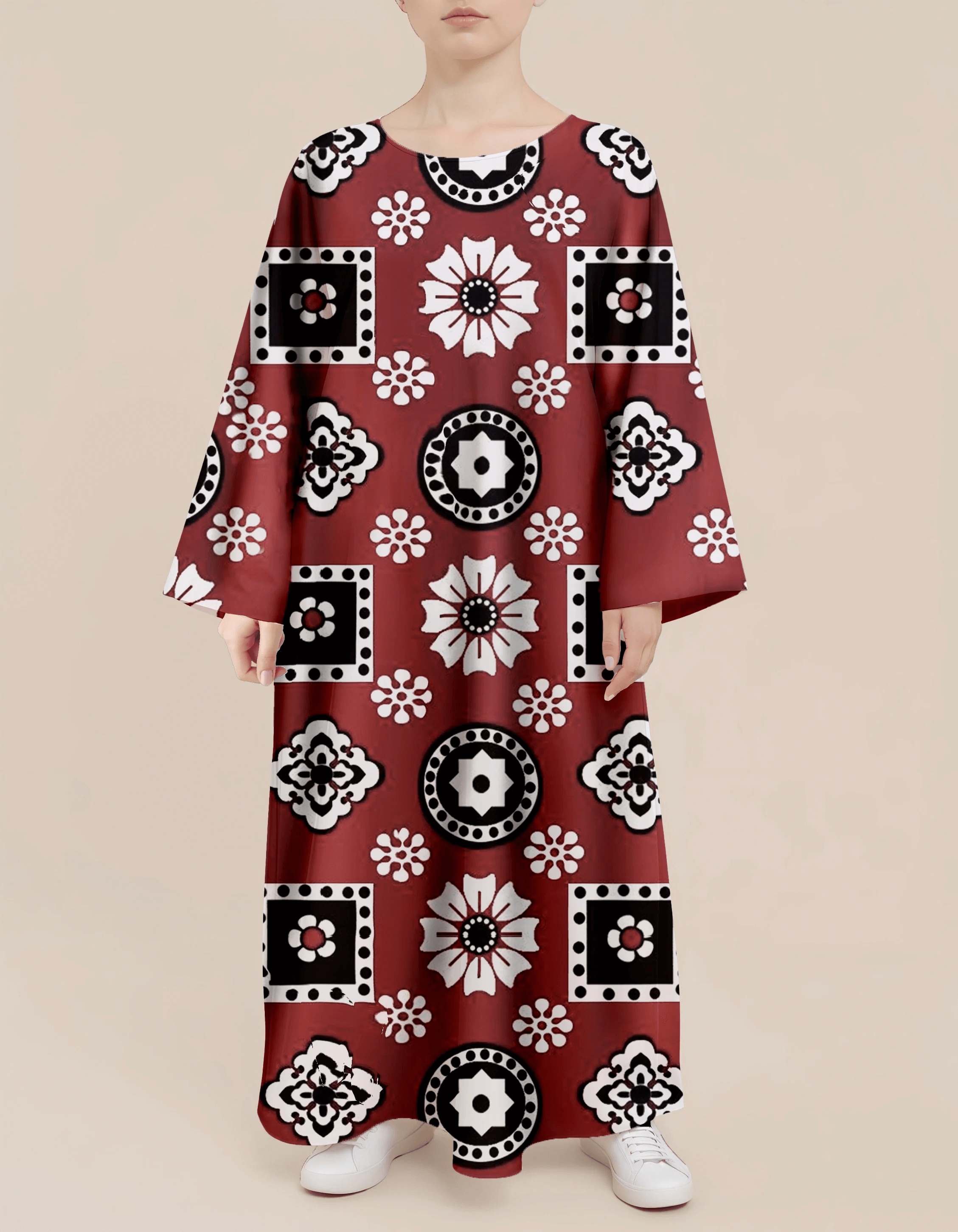 Plus Size Floral Nursing Kaftan in Geometry