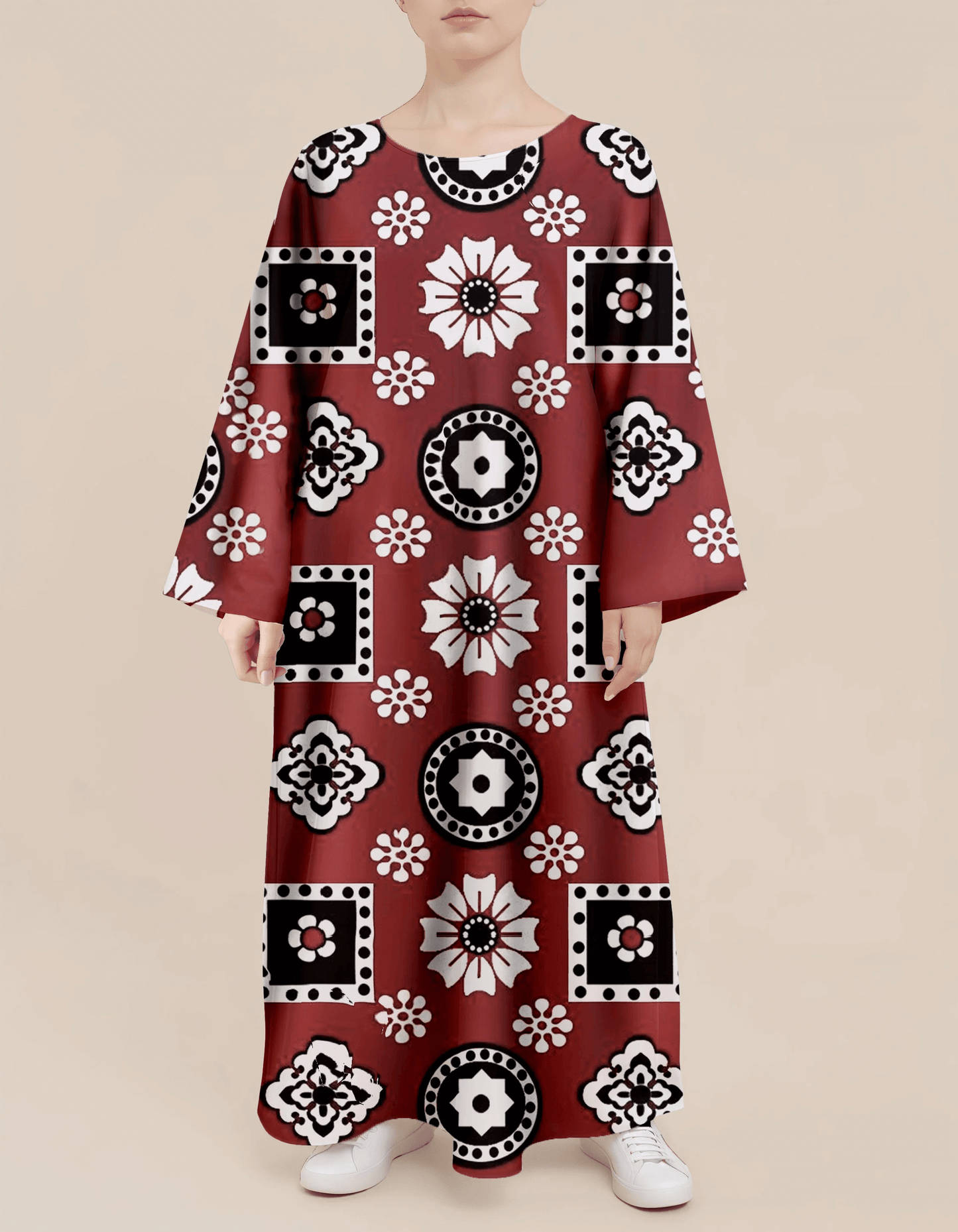 Plus Size Floral Nursing Kaftan in Geometry