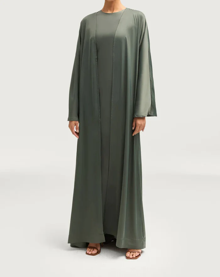 Sophia Heavy Satin Open Abaya Robe