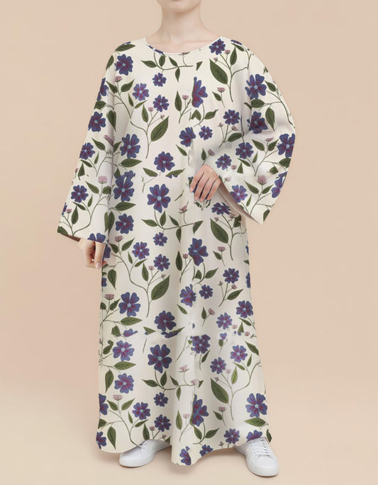 Plus Size Floral Nursing Kaftan in Purple Petunia