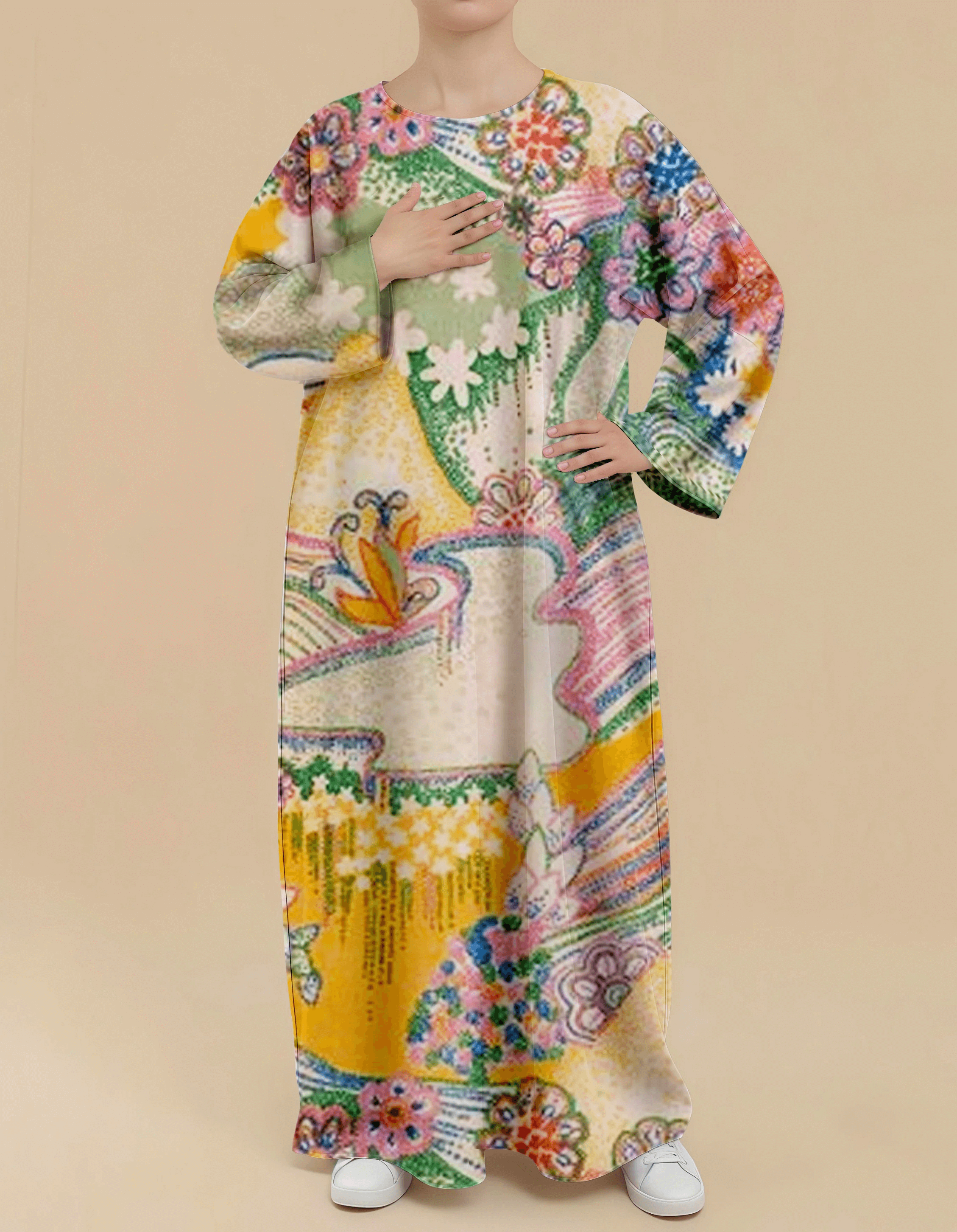 Plus Size Floral Nursing Kaftan in Natural
