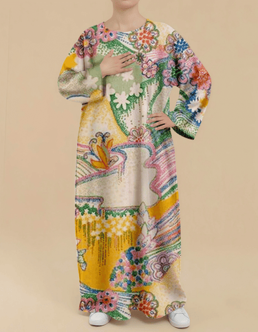 Plus Size Floral Nursing Kaftan in Natural