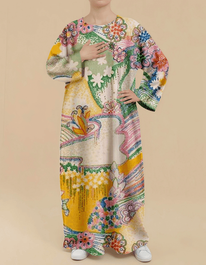 Plus Size Floral Nursing Kaftan in Natural