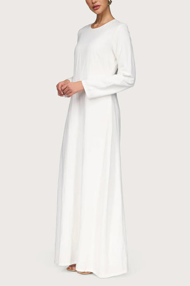 Linen Basic Maxi Dress - White