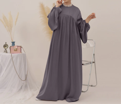 Eternal Blossom Satin Abaya Dress