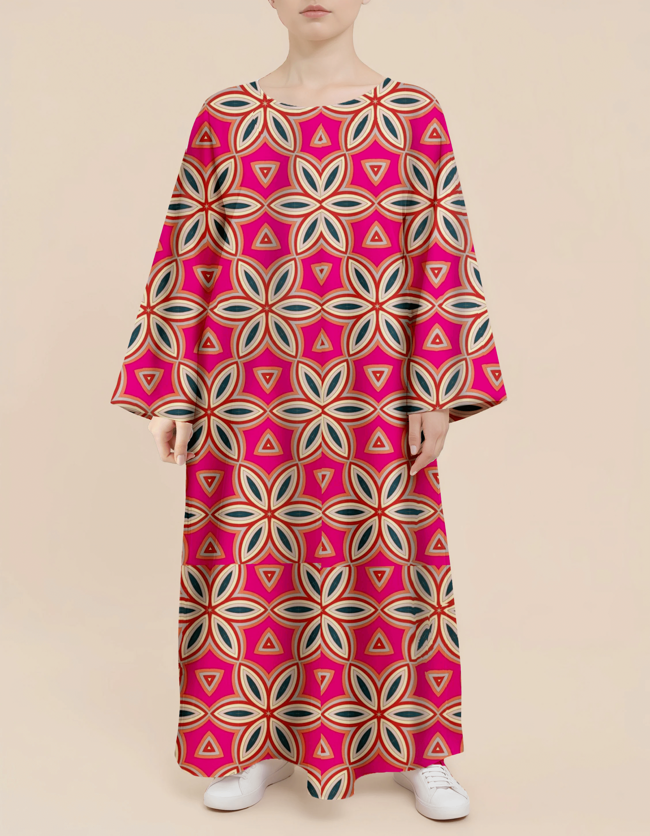 Plus Size Floral Nursing Kaftan in Geometry