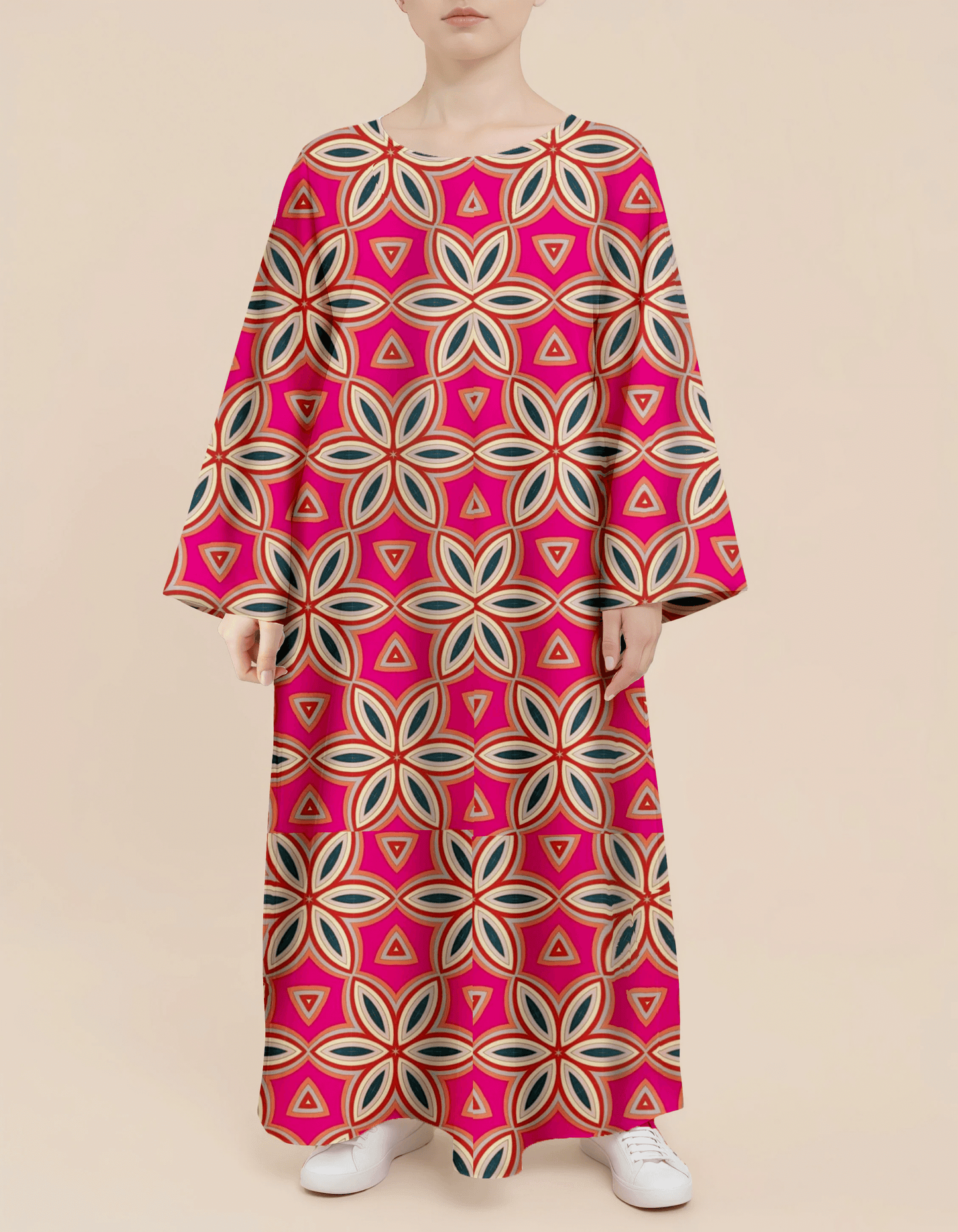 Plus Size Floral Nursing Kaftan in Geometry