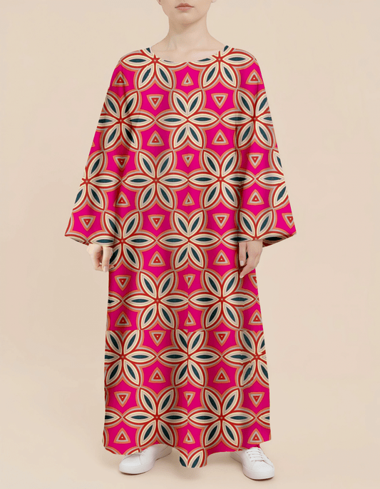 Plus Size Floral Nursing Kaftan in Geometry