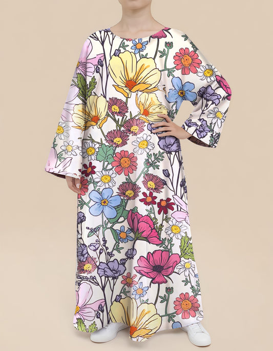 Plus Size Floral Nursing Kaftan in Cornflower