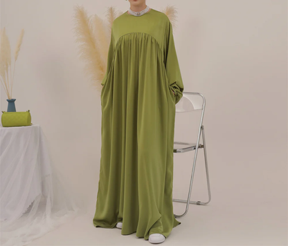 Eternal Blossom Satin Abaya Dress