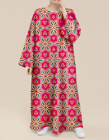 Plus Size Floral Nursing Kaftan in Geo Blossom