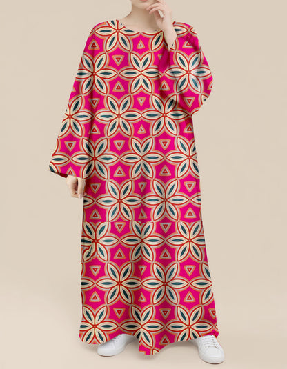 Plus Size Floral Nursing Kaftan in Geo Blossom