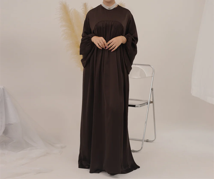 Eternal Blossom Satin Abaya Dress