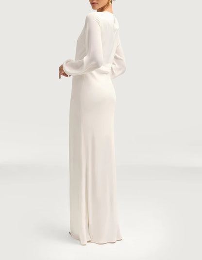 Sophia Heavy Satin Maxi Abaya Dress - Pure White