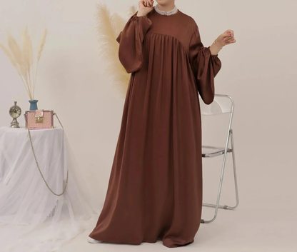 Eternal Blossom Satin Abaya Dress