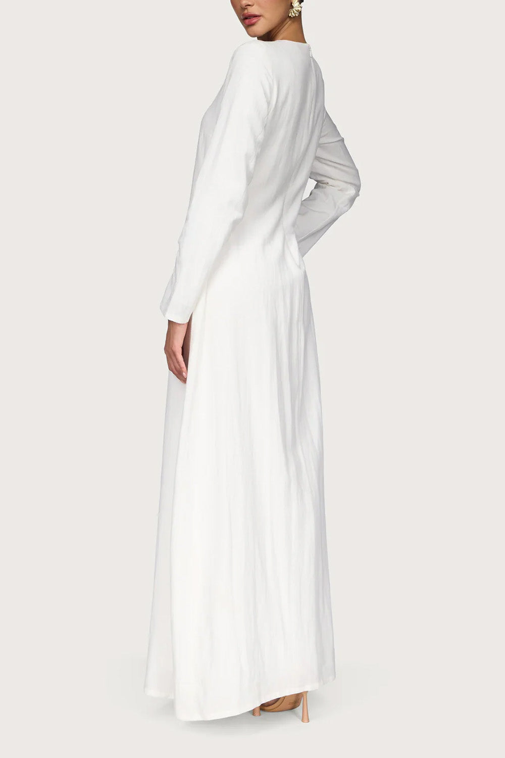 Linen Basic Maxi Dress - White