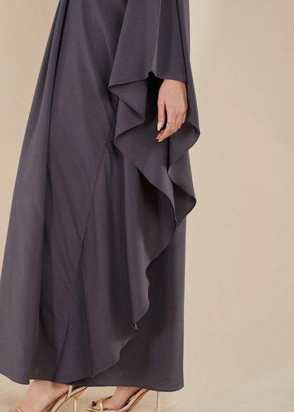 Solid Color Front Pleated Design Abaya for Women